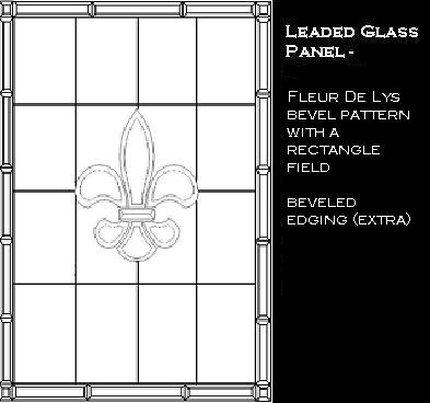 Tudor Window Leaded Glass panel - Fleur de Lys Rectangle